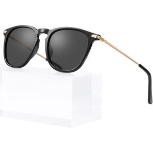 imageCARFIA Retro Lightweight Polarized Sunglasses for Women UV Protection Square Ladies Sunnies Outdoor Driving Eyewears CA32R2 Black Frame Grey Lens