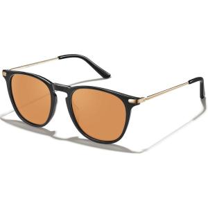 imageCARFIA Retro Lightweight Polarized Sunglasses for Women UV Protection Square Ladies Sunnies Outdoor Driving Eyewears CA32R23 Black Frame Orange Lens