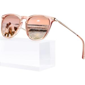 imageCARFIA Retro Lightweight Polarized Sunglasses for Women UV Protection Square Ladies Sunnies Outdoor Driving Eyewears CA32R3 Pink Frame Pink Mirror