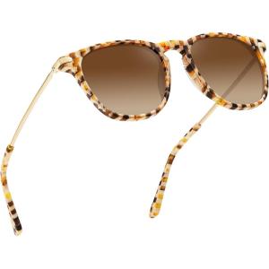 imageCARFIA Retro Lightweight Polarized Sunglasses for Women UV Protection Square Ladies Sunnies Outdoor Driving Eyewears CA32R40 Brown Checkers Frame Gradient Brown Lens