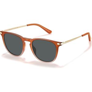 imageCARFIA Retro Lightweight Polarized Sunglasses for Women UV Protection Square Ladies Sunnies Outdoor Driving Eyewears CA32R41 Orange Coffee Frame Grey Lens