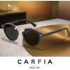 imageCARFIA Double Bridge Acetate Polarized Sunglasses for Men UV Protection Retro Cool Male Eyewears Metal Brow Round Sunnies1 Black Frame Grey Lens