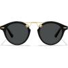 imageCARFIA Double Bridge Acetate Polarized Sunglasses for Men UV Protection Retro Cool Male Eyewears Metal Brow Round Sunnies1 Black Frame Grey Lens
