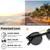 imageCARFIA Double Bridge Acetate Polarized Sunglasses for Men UV Protection Retro Cool Male Eyewears Metal Brow Round Sunnies1 Black Frame Grey Lens