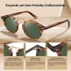 imageCARFIA Double Bridge Acetate Polarized Sunglasses for Men UV Protection Retro Cool Male Eyewears Metal Brow Round Sunnies21 Brown Striped Frame Green Lens