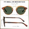 imageCARFIA Double Bridge Acetate Polarized Sunglasses for Men UV Protection Retro Cool Male Eyewears Metal Brow Round Sunnies21 Brown Striped Frame Green Lens