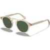 imageCARFIA Double Bridge Acetate Polarized Sunglasses for Men UV Protection Retro Cool Male Eyewears Metal Brow Round Sunnies21 Clear Yellow Frame Green Lens