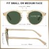 imageCARFIA Double Bridge Acetate Polarized Sunglasses for Men UV Protection Retro Cool Male Eyewears Metal Brow Round Sunnies21 Clear Yellow Frame Green Lens