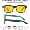 imageCARFIA Night Vision Glasses Driving for Men Women AntiglareSafety HD Yellow Lens Fishing Golf Narrow Face Glasses1 Black  Blue Frame Yellow Lens