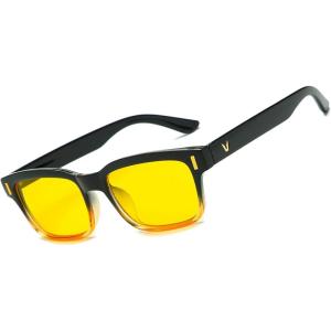 imageCARFIA Night Vision Glasses Driving for Men Women AntiglareSafety HD Yellow Lens Fishing Golf Narrow Face Glasses3 Black  Yellow Frame Yellow Lens