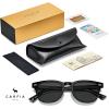 imageCARFIA Modern Retro Polarized Sunglasses for Men Handcrafted Acetate Frame Classic Square Sun Glasses CA21321 Black Frame Gray Lenses