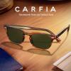imageCARFIA Modern Retro Polarized Sunglasses for Men Handcrafted Acetate Frame Classic Square Sun Glasses CA213222 Brown Striped Frame Green Lenses