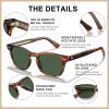 imageCARFIA Modern Retro Polarized Sunglasses for Men Handcrafted Acetate Frame Classic Square Sun Glasses CA213222 Brown Striped Frame Green Lenses