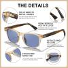 imageCARFIA Modern Retro Polarized Sunglasses for Men Handcrafted Acetate Frame Classic Square Sun Glasses CA21325 Clear Coffee Frame Blue Lenses