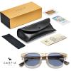 imageCARFIA Modern Retro Polarized Sunglasses for Men Handcrafted Acetate Frame Classic Square Sun Glasses CA21325 Clear Coffee Frame Blue Lenses