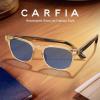 imageCARFIA Modern Retro Polarized Sunglasses for Men Handcrafted Acetate Frame Classic Square Sun Glasses CA21325 Clear Coffee Frame Blue Lenses