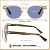 imageCARFIA Modern Retro Polarized Sunglasses for Men Handcrafted Acetate Frame Classic Square Sun Glasses CA21325 Clear Coffee Frame Blue Lenses