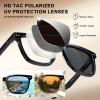 imageCARFIA Retro Acetate Polarized Sunglasses for Men UV Protection Square Classic Eyewear for Driving Outdoor1 Black Frame  Gray Lenses