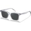 imageCARFIA Retro Acetate Polarized Sunglasses for Men UV Protection Square Classic Eyewear for Driving Outdoor4 Bright White Frame  Gray Lenses