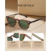 imageCARFIA Retro Acetate Polarized Sunglasses for Men UV Protection Vintage Round Frame Eyewear with Gold Filigree CA5506A Striped Brown Frame Green Lens