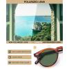 imageCARFIA Retro Acetate Polarized Sunglasses for Men UV Protection Vintage Round Frame Eyewear with Gold Filigree CA5506A Striped Brown Frame Green Lens