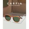 imageCARFIA Retro Acetate Polarized Sunglasses for Men UV Protection Vintage Round Frame Eyewear with Gold Filigree CA5506A Striped Brown Frame Green Lens