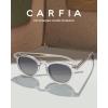 imageCARFIA Retro Acetate Polarized Sunglasses for Men UV Protection Vintage Round Frame Eyewear with Gold Filigree CA5506D Light Gray Transparent Frame Gray Gradient Lens