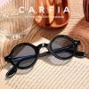 imageCARFIA Retro Acetate Small Face Polarized Sunglasses for Men Cool Classic Round Sun Glasses CA2501R1 Black Frame Blue Lens