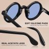 imageCARFIA Retro Acetate Small Face Polarized Sunglasses for Men Cool Classic Round Sun Glasses CA2501R1 Black Frame Blue Lens
