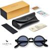 imageCARFIA Retro Acetate Small Face Polarized Sunglasses for Men Cool Classic Round Sun Glasses CA2501R1 Black Frame Blue Lens