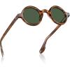 imageCARFIA Retro Acetate Small Face Polarized Sunglasses for Men Cool Classic Round Sun Glasses CA2501R21 Brown Striped Frame Green Lens