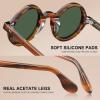 imageCARFIA Retro Acetate Small Face Polarized Sunglasses for Men Cool Classic Round Sun Glasses CA2501R21 Brown Striped Frame Green Lens
