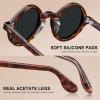 imageCARFIA Retro Acetate Small Face Polarized Sunglasses for Men Cool Classic Round Sun Glasses CA2501R22 Black Lens