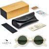imageCARFIA Retro Acetate Small Face Polarized Sunglasses for Men Cool Classic Round Sun Glasses CA2501R3 Clear Tea Frame Green Lens