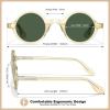 imageCARFIA Retro Acetate Small Face Polarized Sunglasses for Men Cool Classic Round Sun Glasses CA2501R3 Clear Tea Frame Green Lens