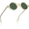 imageCARFIA Retro Acetate Small Face Polarized Sunglasses for Men Cool Classic Round Sun Glasses CA2501R3 Clear Tea Frame Green Lens