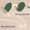 imageCARFIA Retro Acetate Small Face Polarized Sunglasses for Men Cool Classic Round Sun Glasses CA2501R3 Clear Tea Frame Green Lens
