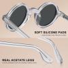 imageCARFIA Retro Acetate Small Face Polarized Sunglasses for Men Cool Classic Round Sun Glasses CA2501R5 Transparent Gray Frame Gray Lens
