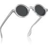 imageCARFIA Retro Acetate Small Face Polarized Sunglasses for Men Cool Classic Round Sun Glasses CA2501R5 Transparent Gray Frame Gray Lens