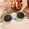 imageCARFIA Retro Acetate Small Face Polarized Sunglasses for Men Cool Classic Round Sun Glasses CA2501R5 Transparent Gray Frame Gray Lens