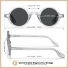 imageCARFIA Retro Acetate Small Face Polarized Sunglasses for Men Cool Classic Round Sun Glasses CA2501R5 Transparent Gray Frame Gray Lens