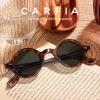 imageCARFIA Retro Acetate Small Face Polarized Sunglasses for Men Cool Classic Round Sun Glasses CA2501R62 Tortoise Frame Gray Lens