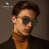 imageCARFIA Retro Cool Acetate Polarized Sunglasses for Men UV Protection Outdoor Fashion Driving Eyewears Male Square Sunnies71 Brown Striped Frame Green Lens