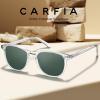 imageCARFIA Retro Cool Acetate Polarized Sunglasses for Men UV Protection Outdoor Fashion Driving Eyewears Male Square Sunnies72 Transparent Frame Green Lens
