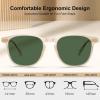 imageCARFIA Retro Cool Acetate Polarized Sunglasses for Men UV Protection Outdoor Fashion Driving Eyewears Male Square Sunnies73 Clear Yellow Frame Green Lens