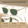 imageCARFIA Retro Cool Acetate Polarized Sunglasses for Men UV Protection Outdoor Fashion Driving Eyewears Male Square Sunnies73 Clear Yellow Frame Green Lens