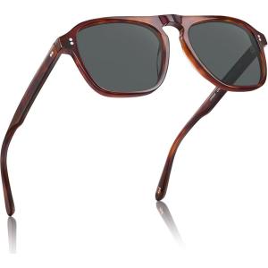 imageCARFIA Polarized Sunglasses for Men UV400 Protection  Pilot Design Acetate Sun Glasses for Driving Fishing Outdoor CA53553 Tortoise Frame Gray Lens