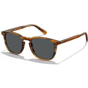 imageCARFIA Retro Cool Acetate Polarized Sunglasses for Men UV Protection Outdoor Fashion Driving Eyewears Male Square Sunnies2 Brown Striped Frame Grey Lens