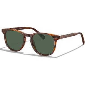 imageCARFIA Retro Cool Acetate Polarized Sunglasses for Men UV Protection Outdoor Fashion Driving Eyewears Male Square Sunnies71 Brown Striped Frame Green Lens