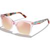 imageCARFIA Cat Eye Acetate Polarized Sunglasses for Women UV Protection Retro Ladies Eyewears with Embossed Pattern Wire Core4 Light Pink Frame  Pink Mirrored